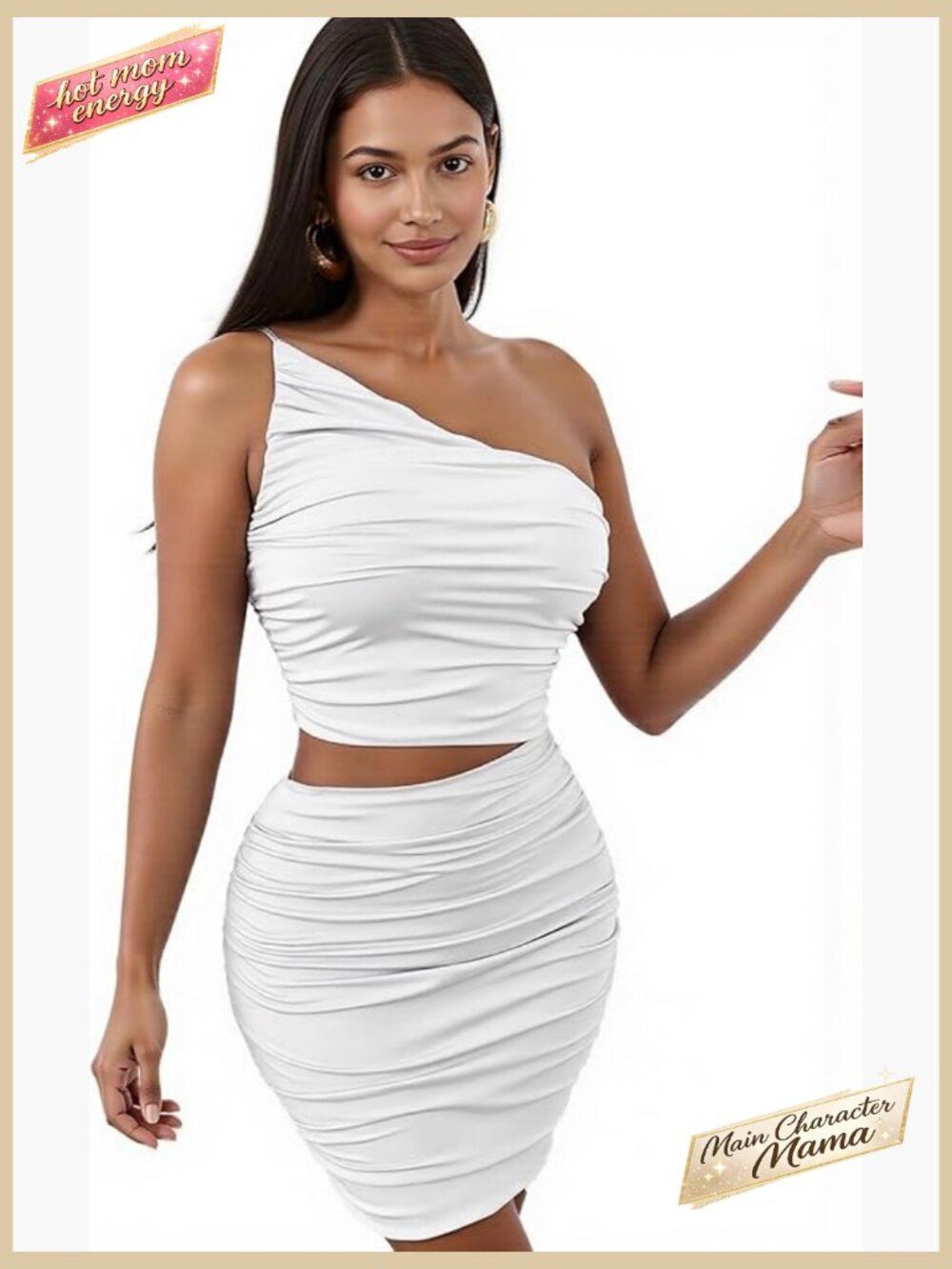 One Shoulder Ruched Bodycon Dress Slant Strap Backless Cutout Cocktail